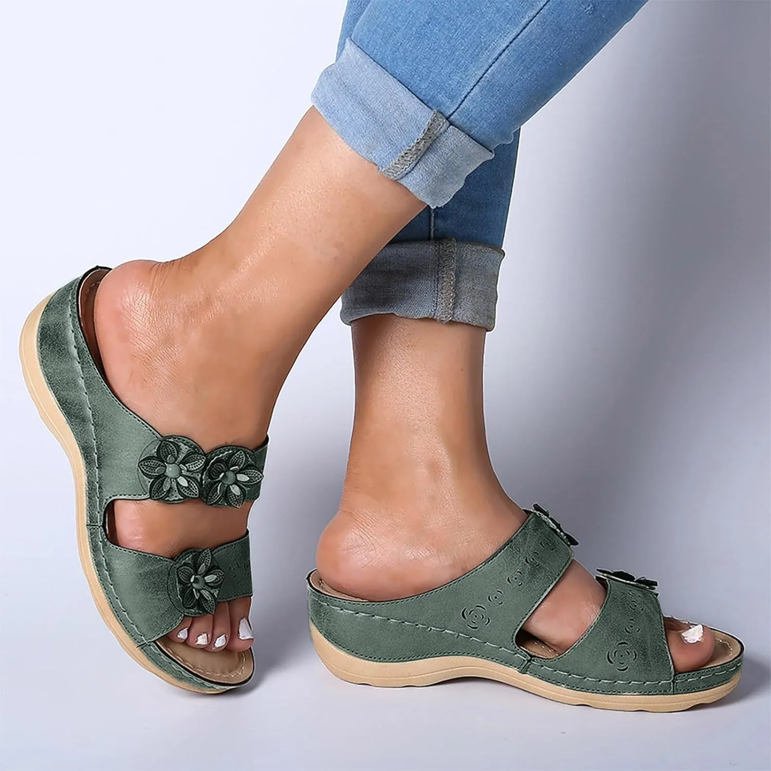 Sandals Women Open Toe Anti Slip Comfortable Walking Womens Sandals Wedge Summer Dressy Orthopedic Platform Sandals