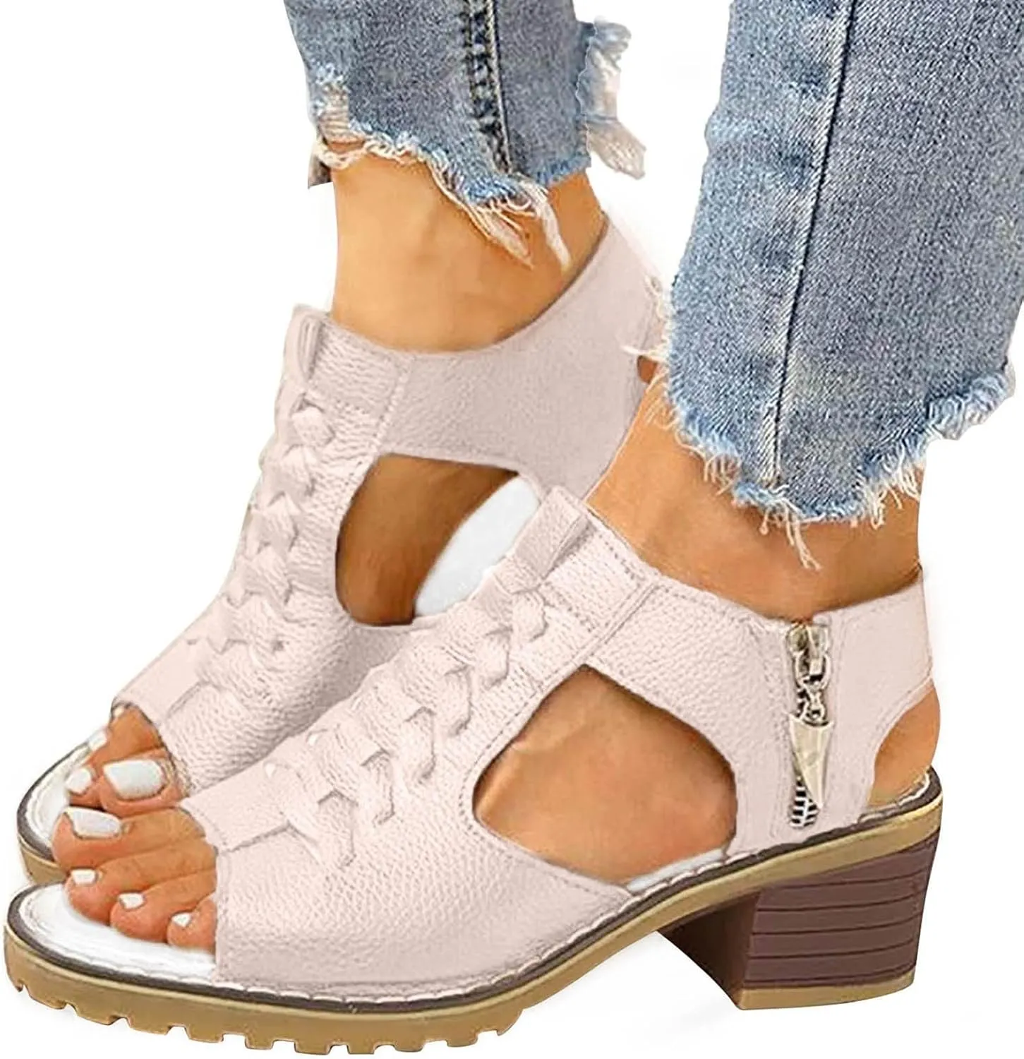 Sandals Womens Summer Comfortable Dressy Platform Womens Sandals Casual Cross Ankle Strap Wedge Sandals Women