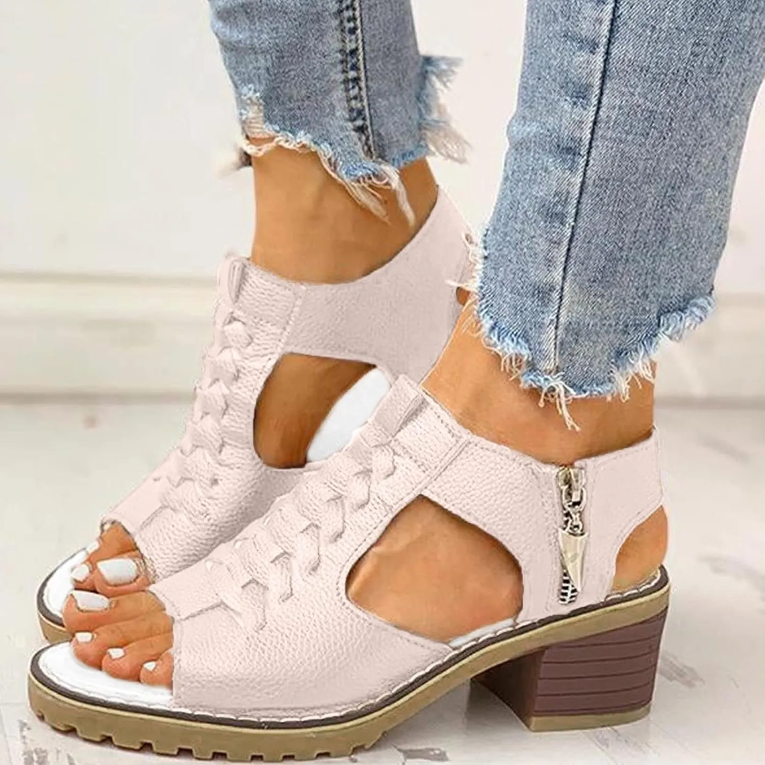 Sandals Womens Summer Comfortable Dressy Platform Womens Sandals Casual Cross Ankle Strap Wedge Sandals Women