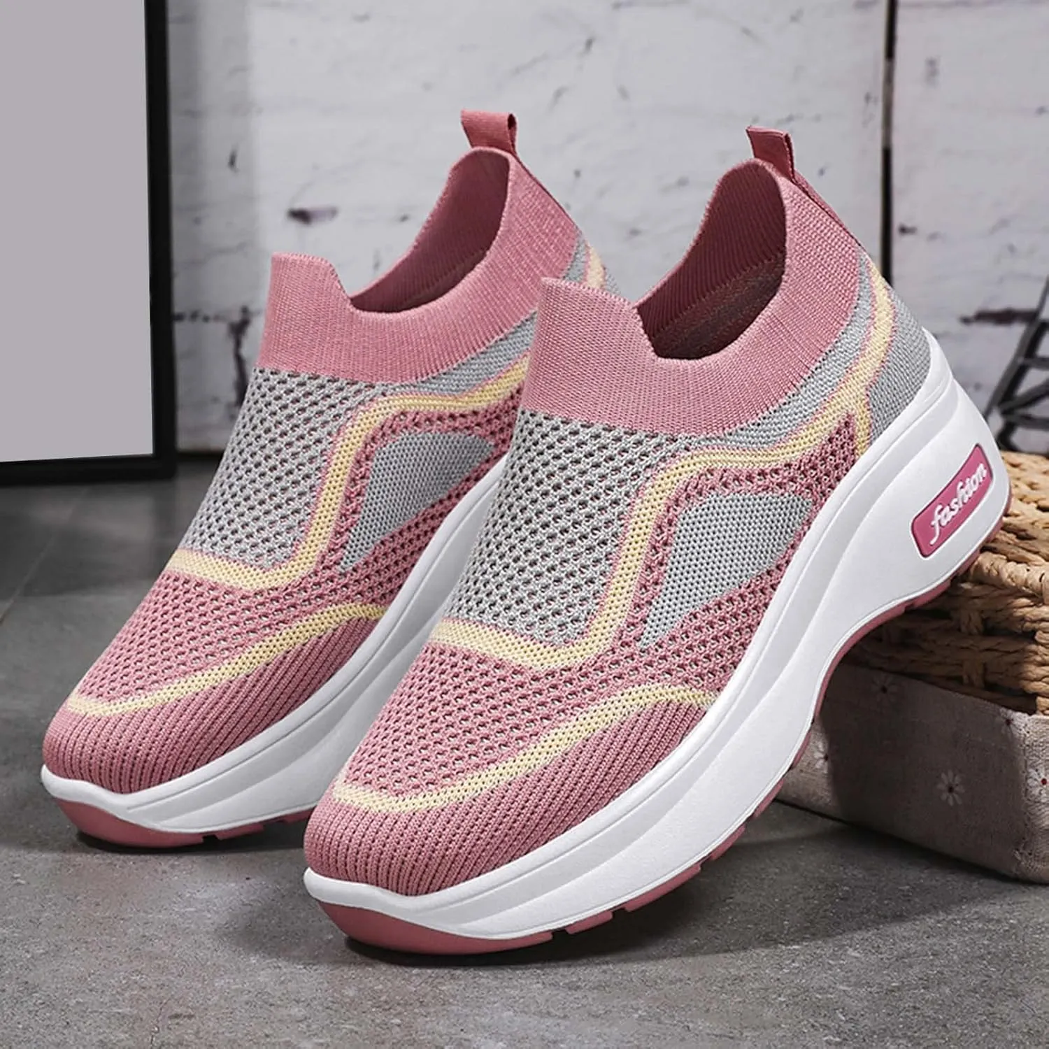 SBGMoSJ Platform Wedge Sneakers for Women 2023 Womens Tennis Shoes Size 8.5 Wide Width Nurse Shoes for Women Comfortable White Lace Up Women's Sneakers Wide Toe Cute Comfy Work Shoes for Women