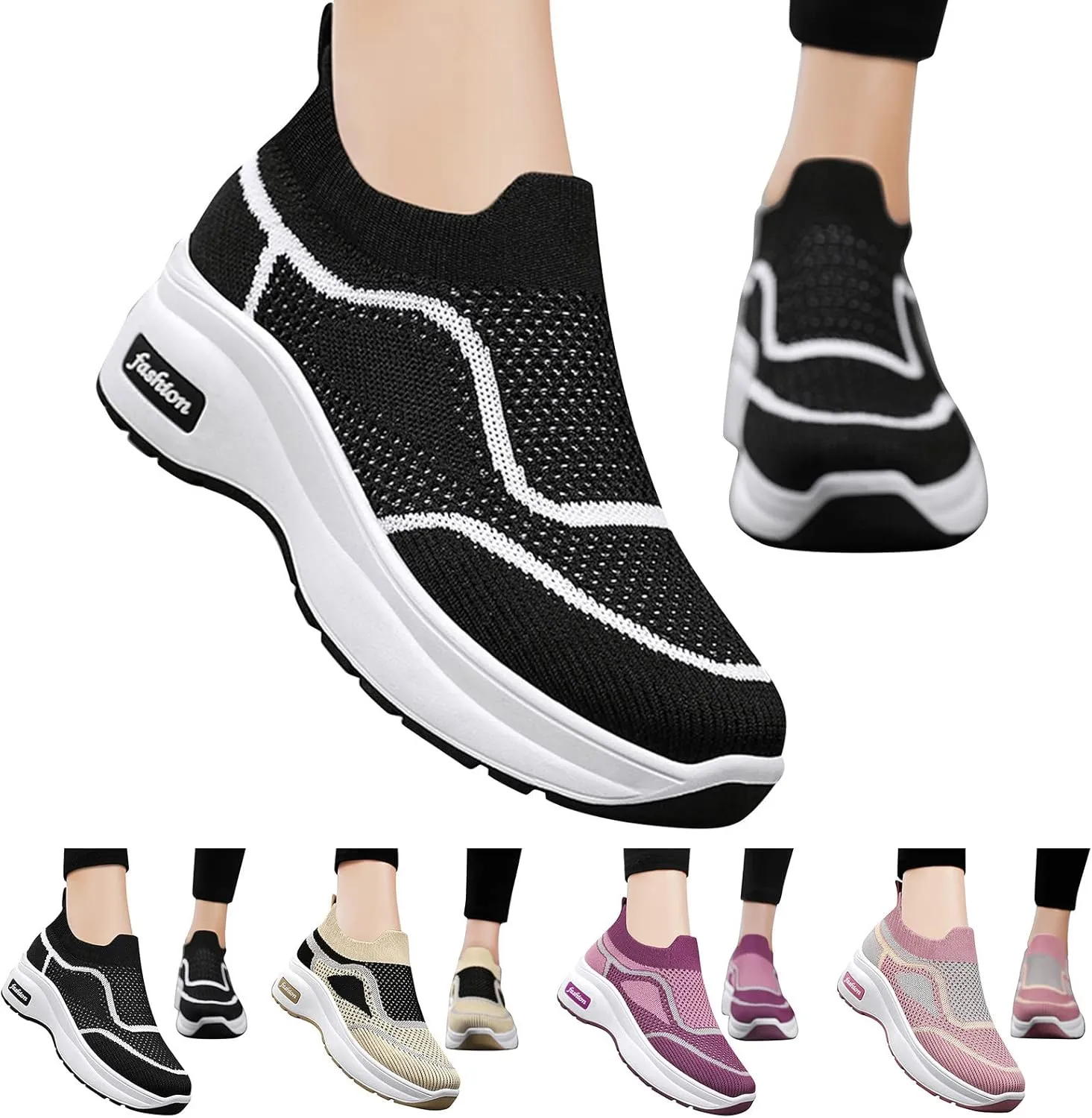 SBGMoSJ Platform Wedge Sneakers for Women 2023 Womens Tennis Shoes Size 8.5 Wide Width Nurse Shoes for Women Comfortable White Lace Up Women's Sneakers Wide Toe Cute Comfy Work Shoes for Women