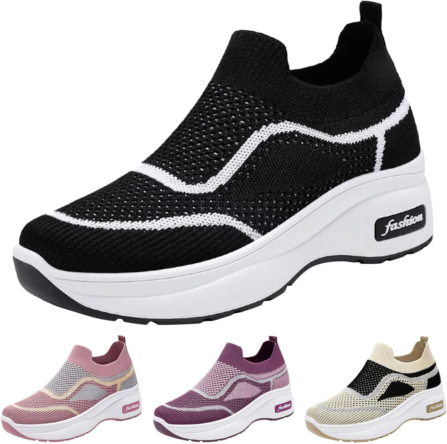 SBGMoSJ Platform Wedge Sneakers for Women 2023 Womens Tennis Shoes Size 8.5 Wide Width Nurse Shoes for Women Comfortable White Lace Up Women's Sneakers Wide Toe Cute Comfy Work Shoes for Women