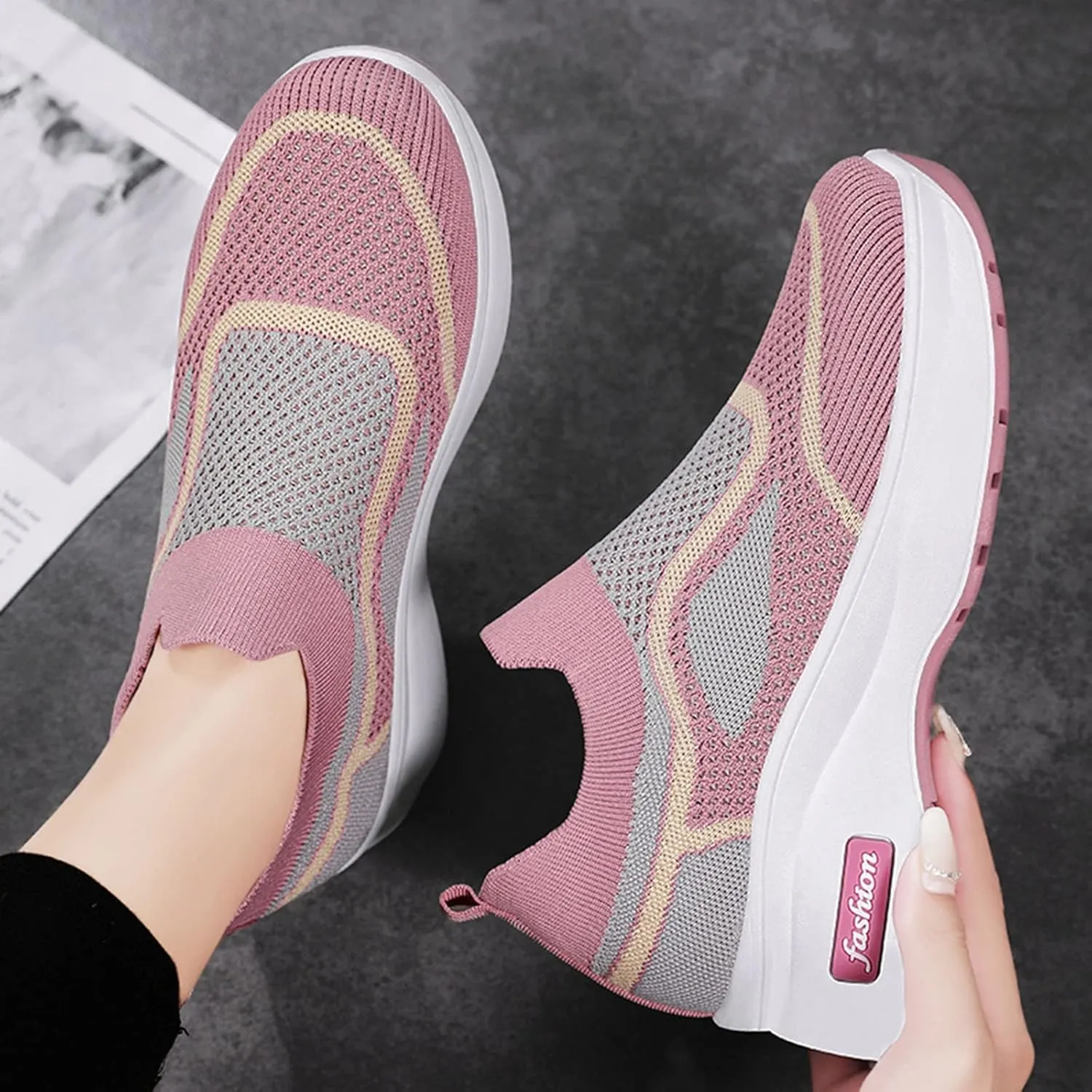 SBGMoSJ Platform Wedge Sneakers for Women 2023 Womens Tennis Shoes Size 8.5 Wide Width Nurse Shoes for Women Comfortable White Lace Up Women's Sneakers Wide Toe Cute Comfy Work Shoes for Women