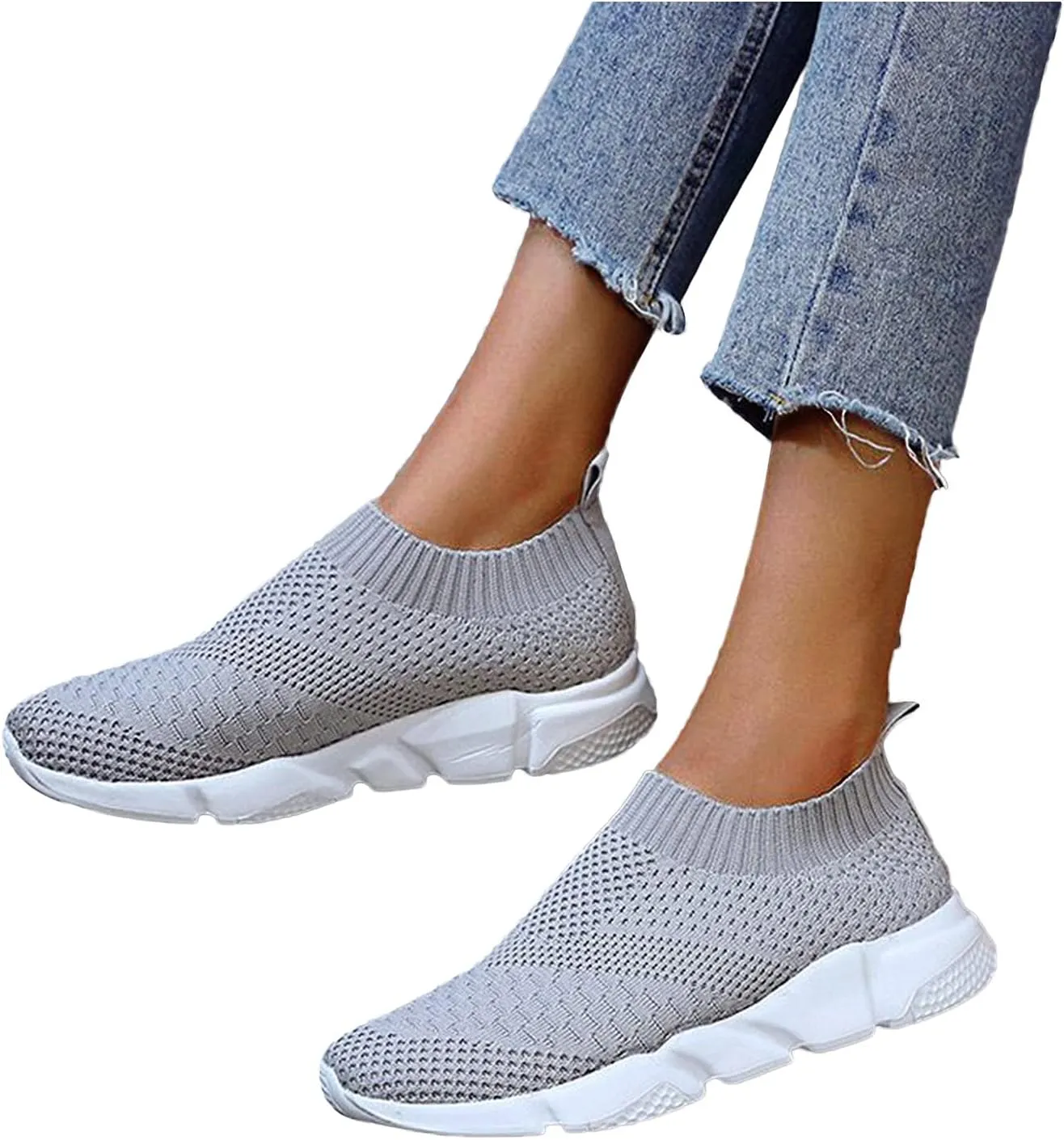SBGMoSJ Women's Sneakers Size 9 Slip On Non Slip Nurse Shoes for Women Womens Slip On Shoes Wide White High Top Sneakers for Women Slip On Sneakers Woman