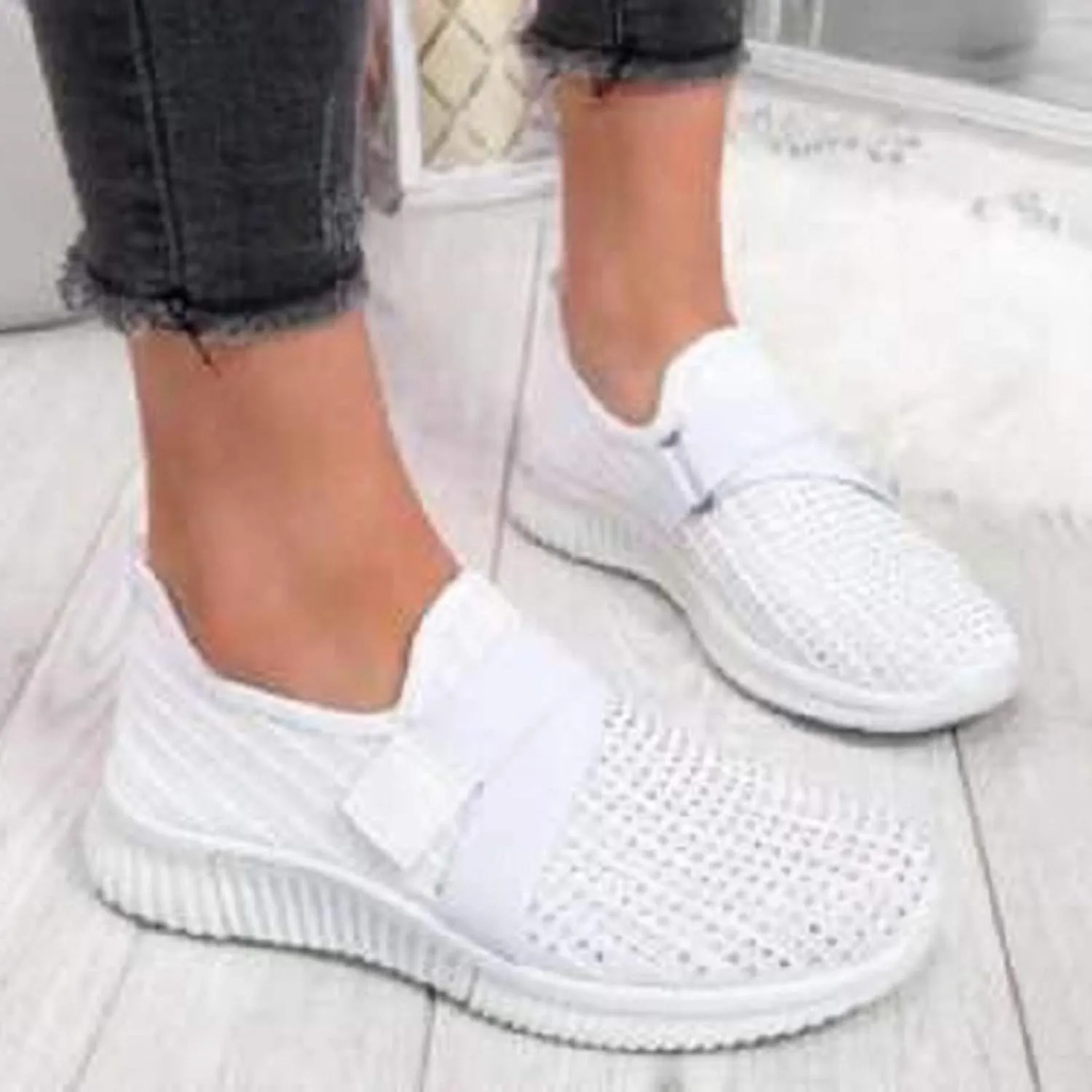 SBGMoSJ Womens White Sneakers Casual Women's Fashion Sneakers Black Sneakers for Women Fashion Comfortable Women's Sneakers Size 8 Slip On Zapato Ortopedico para Mujer Negro