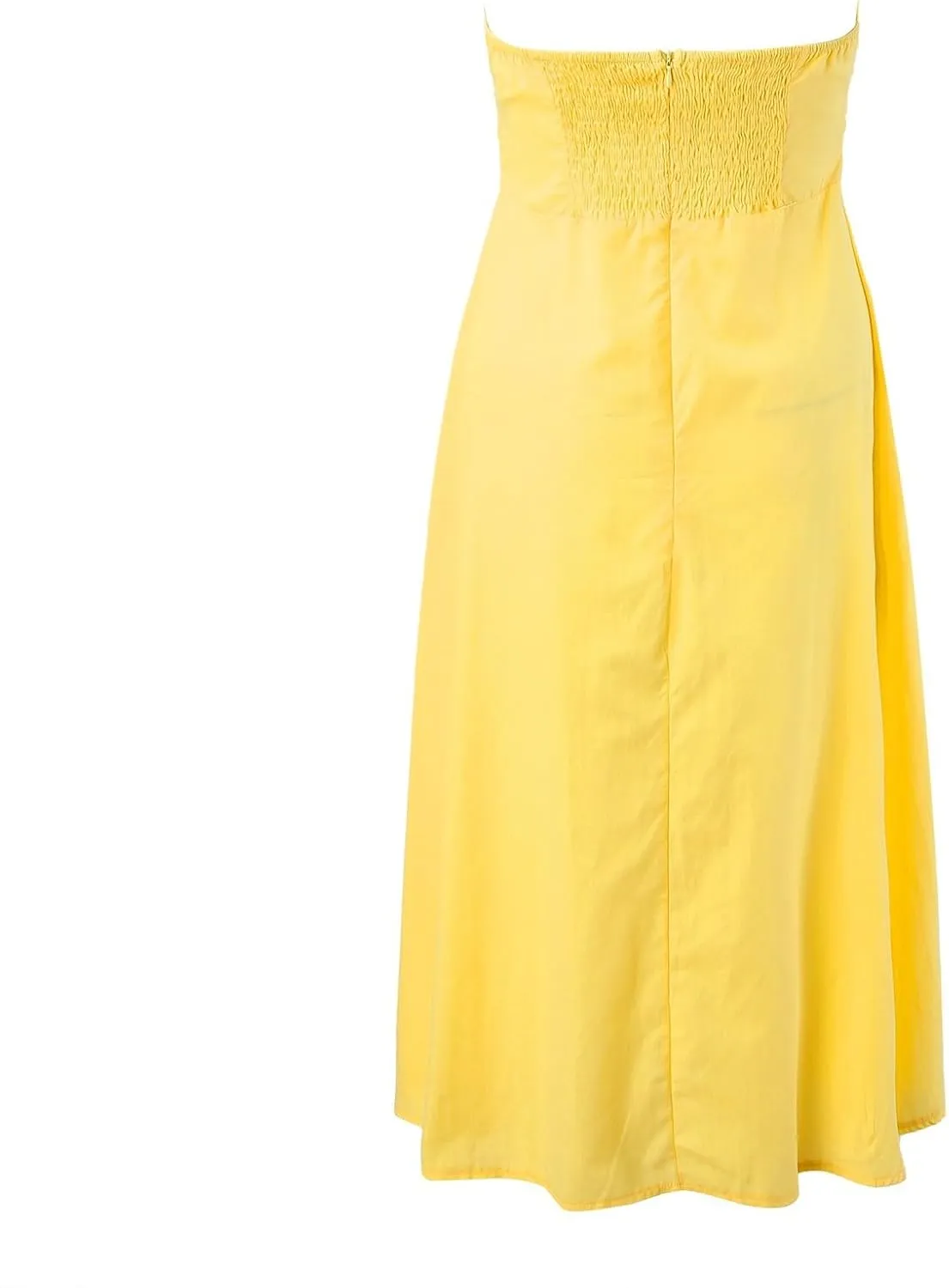 Sexy Front Strapless Sweetheart Neckline Midi Dresses for Women Smocked Cutout Tube Linen Dress Summer Dress Knee