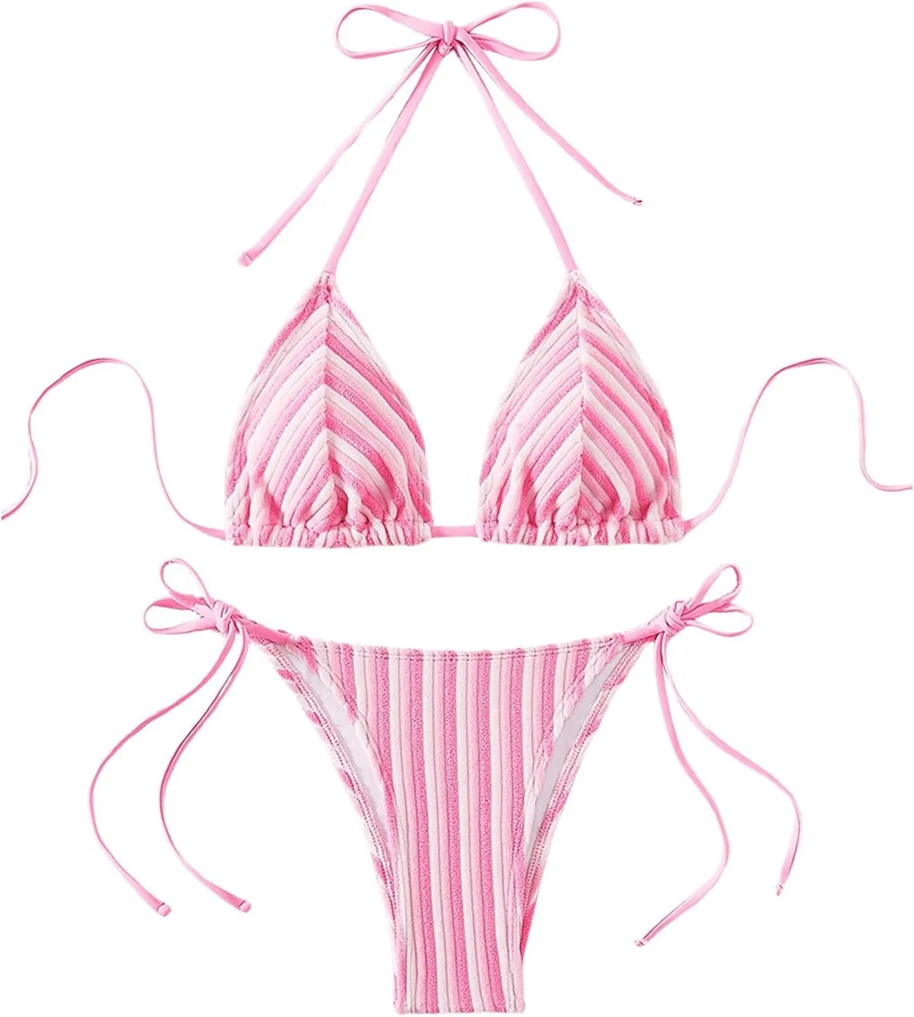 SHENHE Women's 2 Piece Swimsuit Floral Print Halter Tie Side Triangle Bikini Set