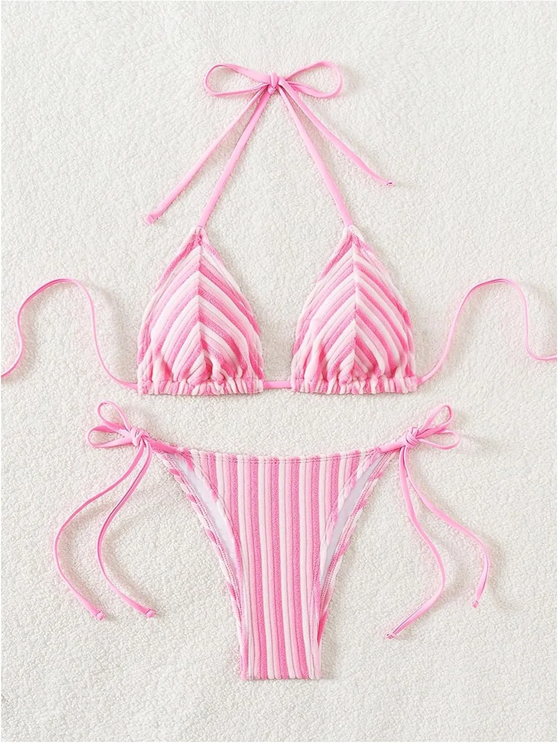 SHENHE Women's 2 Piece Swimsuit Floral Print Halter Tie Side Triangle Bikini Set