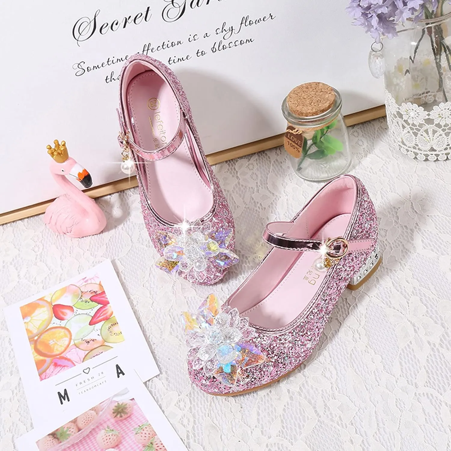 Shoes Low Heel for Girls Toddler Dress Shoes Cute Bowknot Sparkle Mary Jane Flower Girls Wedding Birthday Party Prom