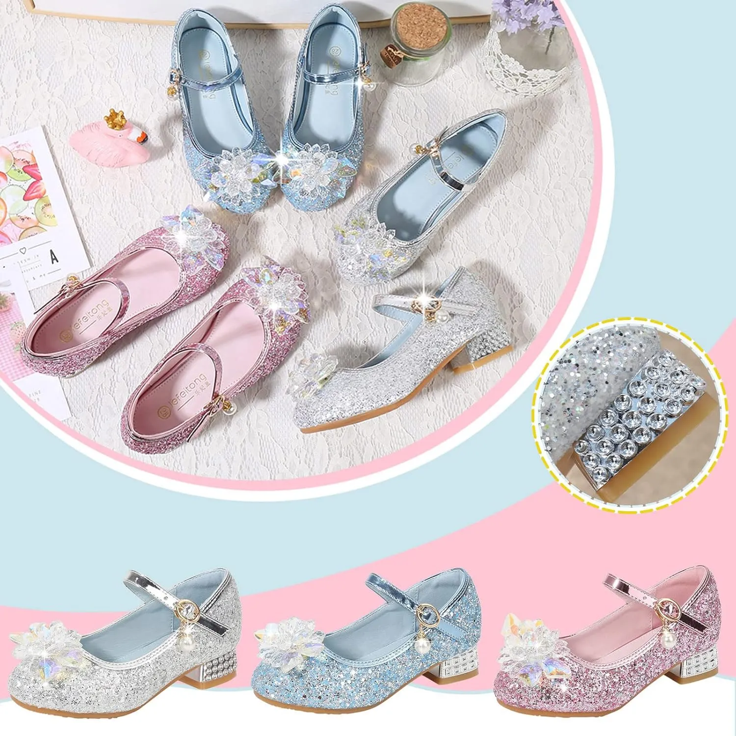 Shoes Low Heel Toddler Girls Dress Shoes Cute Bowknot Sparkle Mary Jane Flower Girls Wedding Little Girls Dress Shoes
