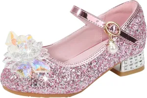 Shoes Low Heel Toddler Girls Dress Shoes Cute Bowknot Sparkle Mary Jane Flower Girls Wedding Little Girls Dress Shoes