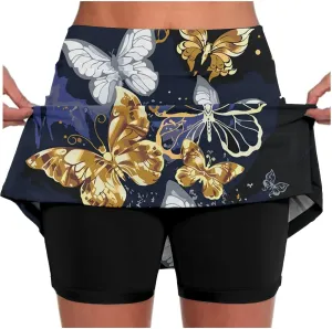Skorts for Women Dressy Casual Summer High Waist Plus Size Skirt with Shorts Athletic Tummy Control Tennis Skirts Yoga Skort