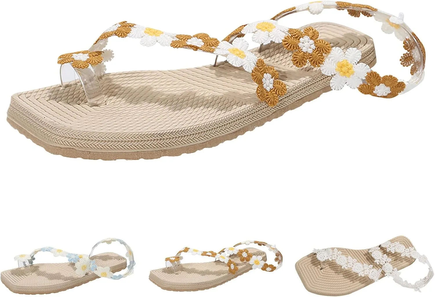 Slide Sandals for Women Flat Sandal Womens Dressy Women's Sandals Casual Slingback Shoes Comfort with Elastic
