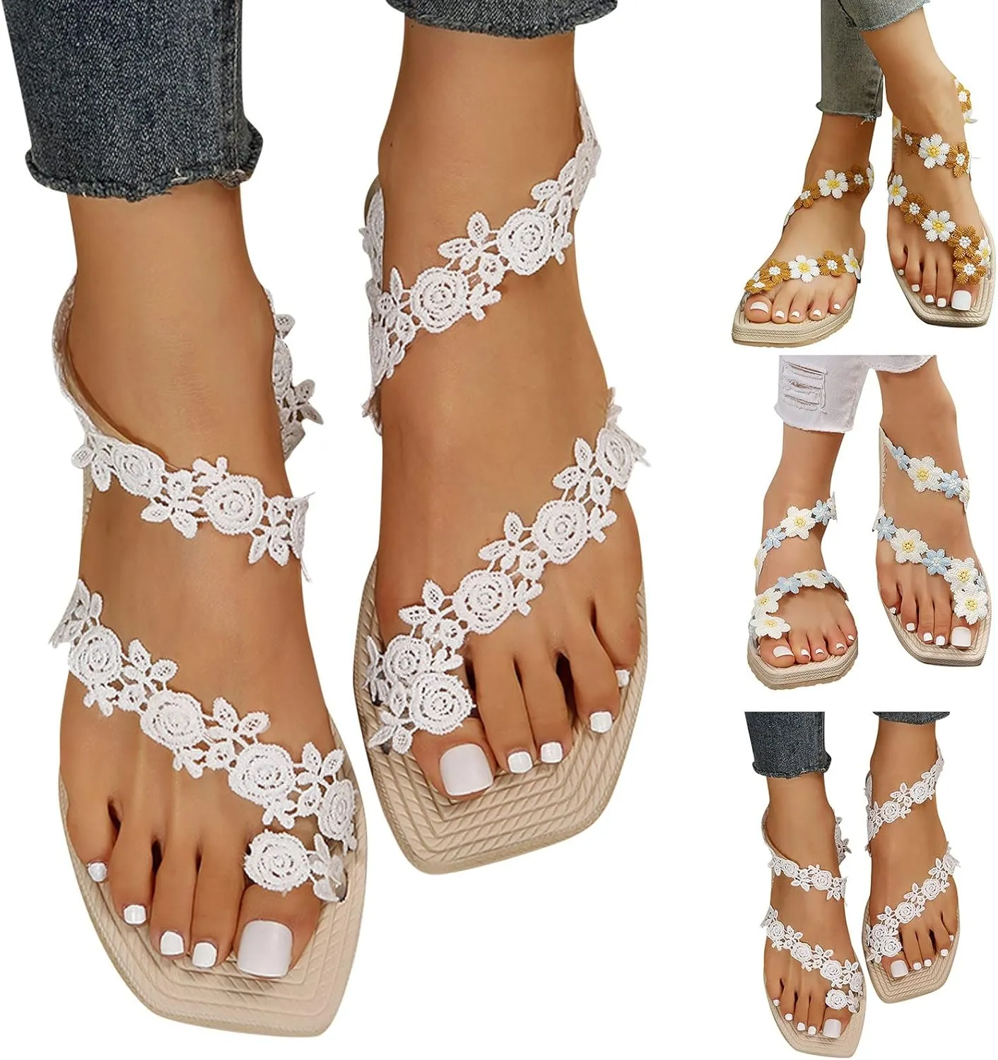 Slide Sandals for Women Flat Sandal Womens Dressy Women's Sandals Casual Slingback Shoes Comfort with Elastic