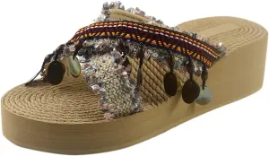 Slide Sandals for Women Flat Sandal Womens Dressy Women's Sandals Summer Beach Shoes Bohemian Comfort