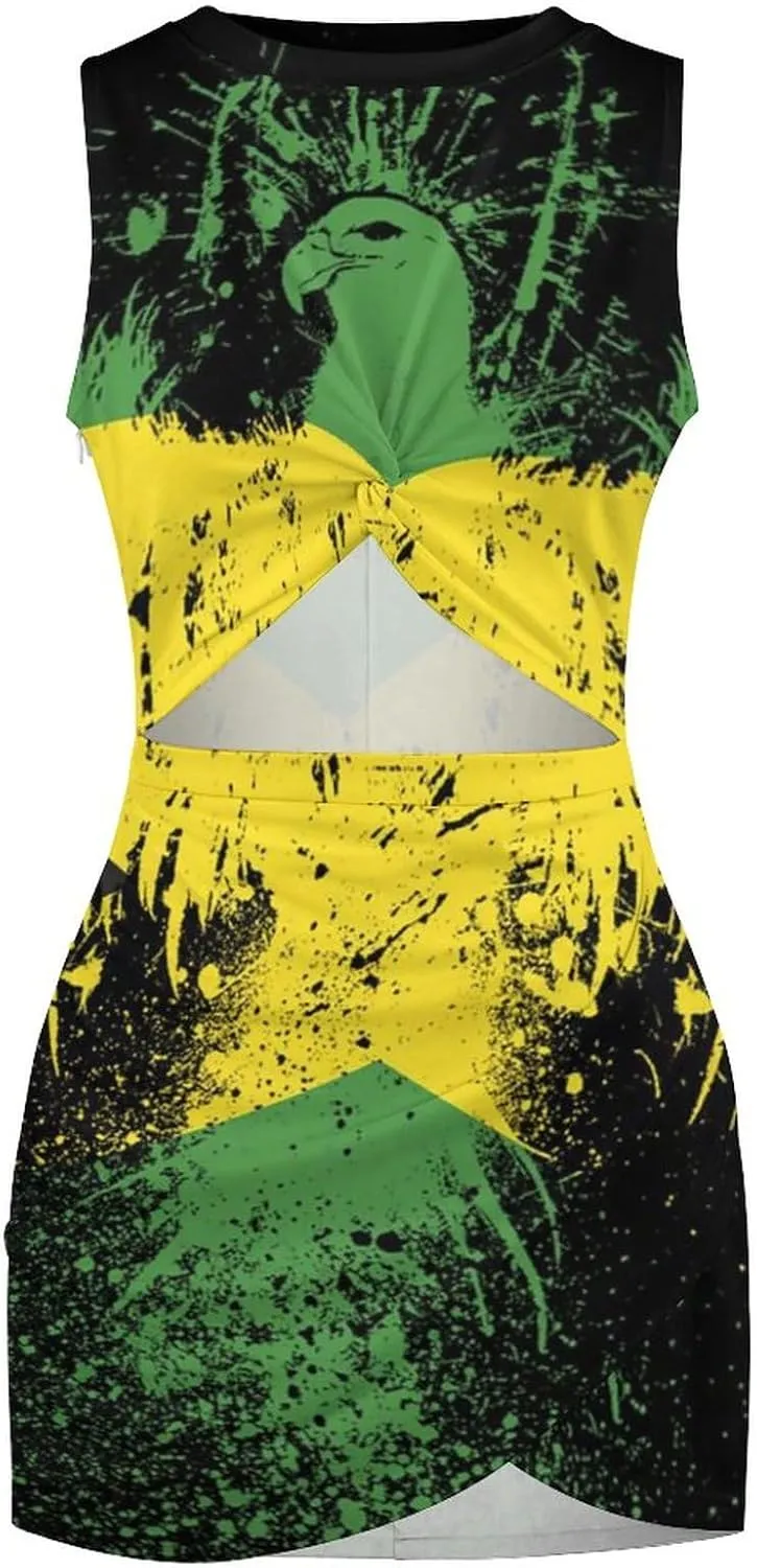 Slim Wrap Hip Skirt for Women Jamaican Flag Maxi Dresses Summer Sexy Long Dresses for Girls