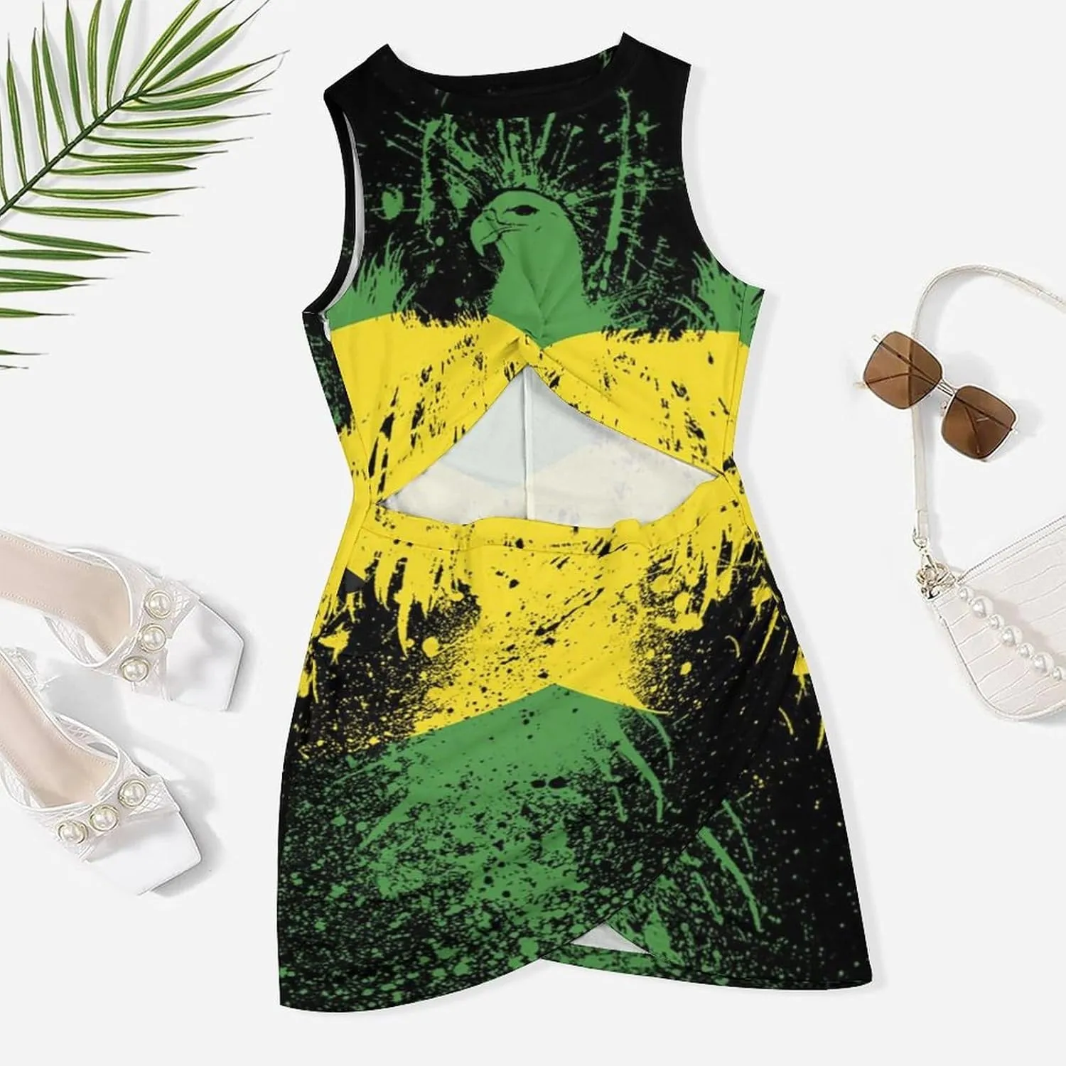 Slim Wrap Hip Skirt for Women Jamaican Flag Maxi Dresses Summer Sexy Long Dresses for Girls
