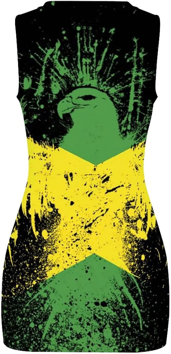 Slim Wrap Hip Skirt for Women Jamaican Flag Maxi Dresses Summer Sexy Long Dresses for Girls