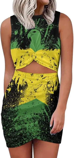 Slim Wrap Hip Skirt for Women Jamaican Flag Maxi Dresses Summer Sexy Long Dresses for Girls