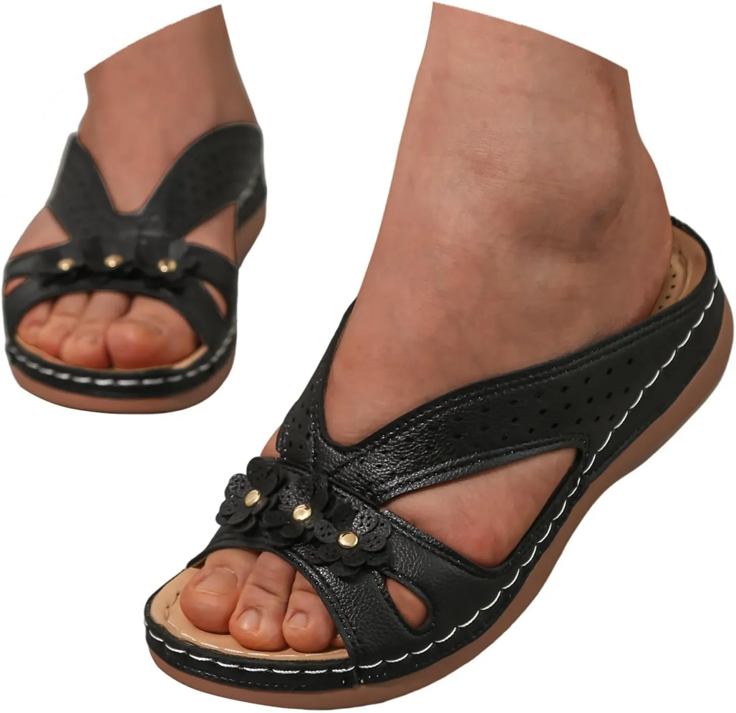 Slip On Dressy Summer Comfortable Slides Sandals Lightweight Memory Foam Platform Shoes Womens Casual Sandals