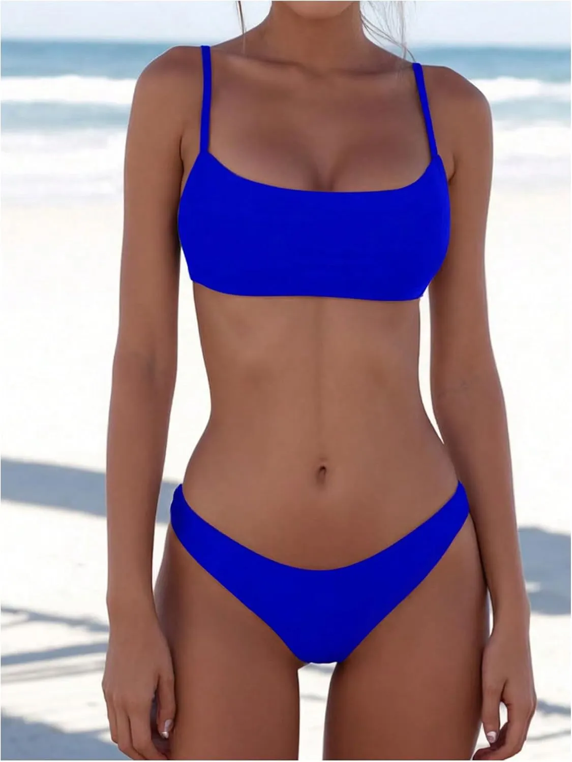SOLY HUX Bathing Suit for Women Two Piece Swimsuit Spaghetti Strap Summer Beach Bikini Set