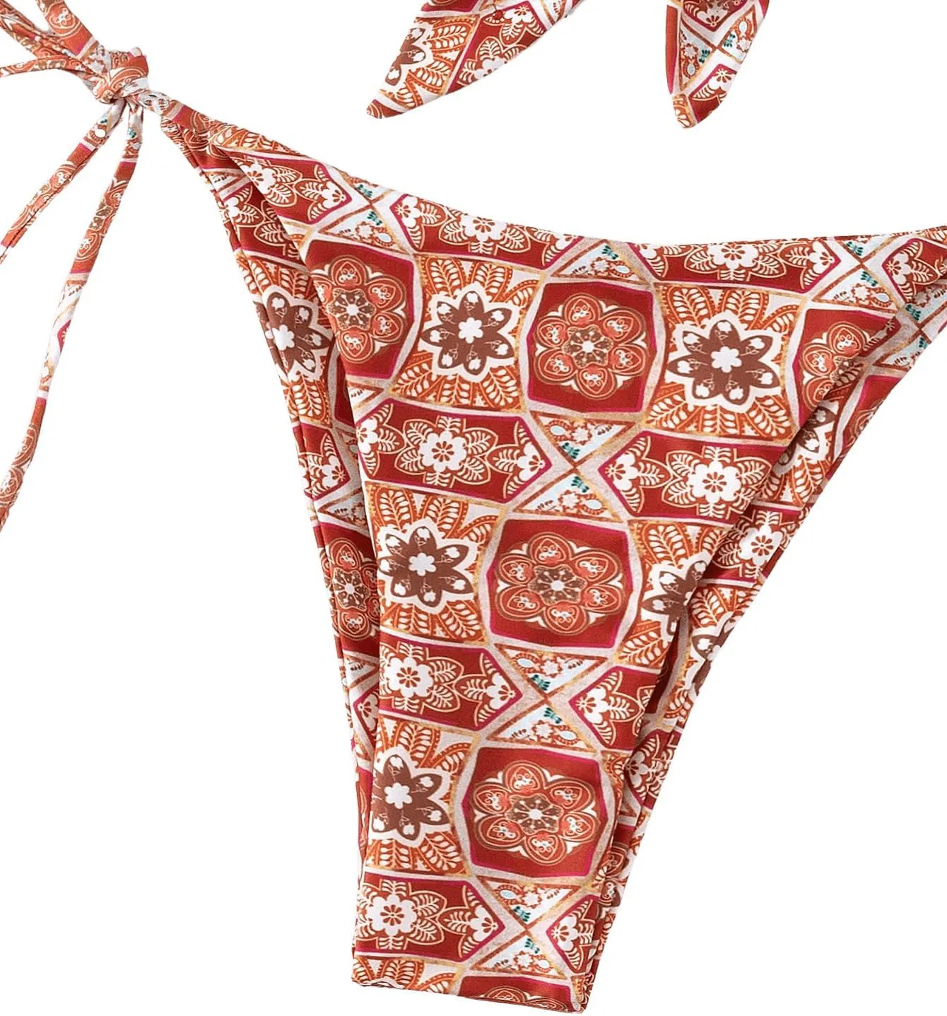 SOLY HUX Women's All Over Print Bandeau Bikini Sets Knot Front Tie Side Bathing Suits Two Piece Swimsuit
