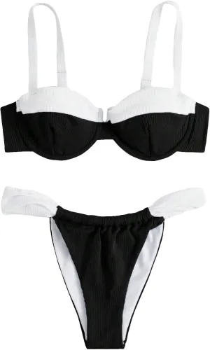 SOLY HUX Women's Color Block Underwire Bikini Sets Bathing Suits Two Piece Swimsuits