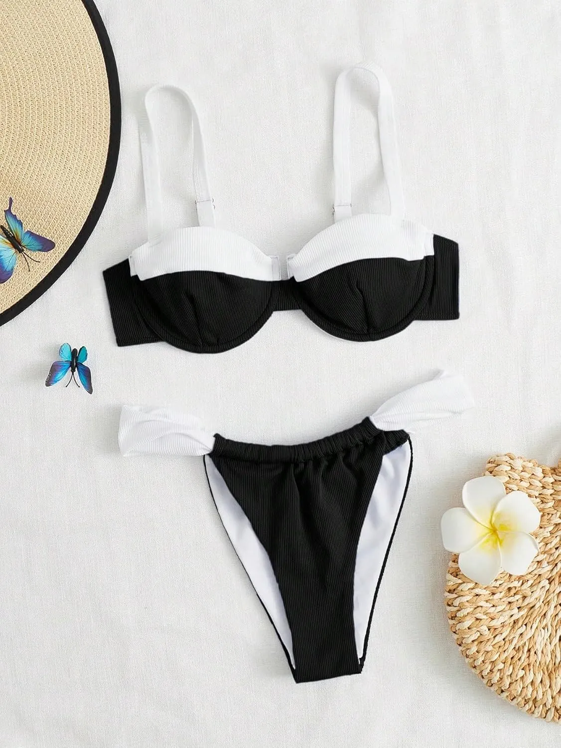 SOLY HUX Women's Color Block Underwire Bikini Sets Bathing Suits Two Piece Swimsuits