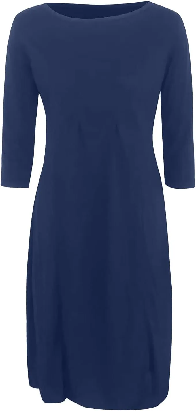 Spring Dresses for Women 2024 Boho Dress Casual Solid Color Mid-Sleeve Big Swing High Waist Dress Summer Wedding Dresses