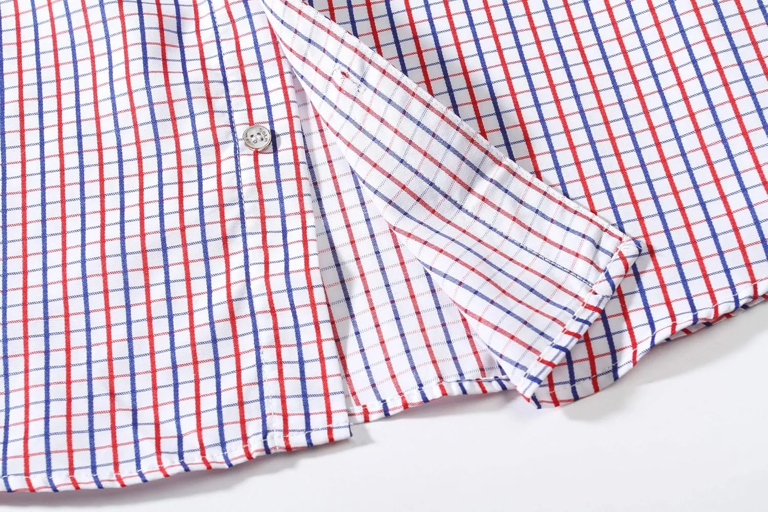 SSLR Mens Short Sleeve Button Down Shirts Casual Striped Plaid Shirts Dress Shirts for Men