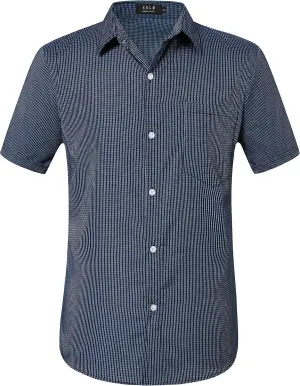SSLR Mens Short Sleeve Button Down Shirts Casual Striped Plaid Shirts Dress Shirts for Men