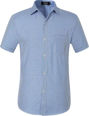 SSLR Mens Short Sleeve Button Down Shirts Casual Striped Plaid Shirts Dress Shirts for Men
