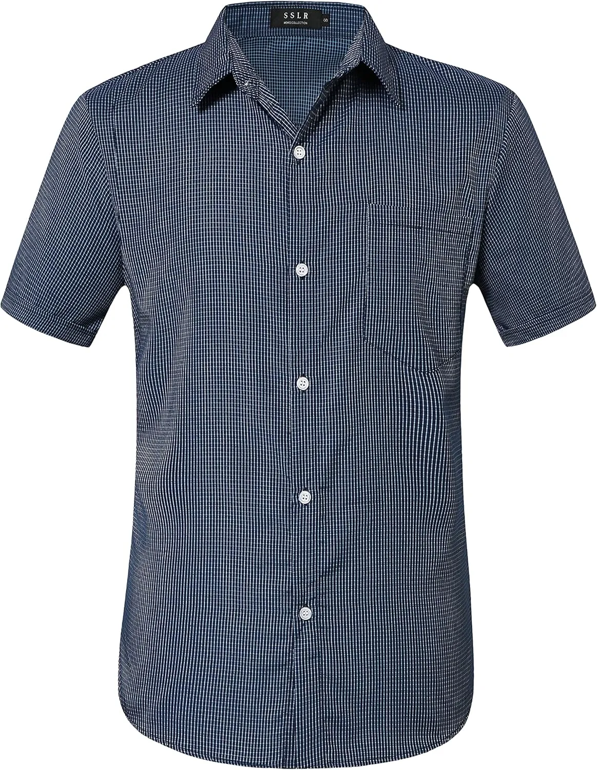 SSLR Mens Short Sleeve Button Down Shirts Casual Striped Plaid Shirts Dress Shirts for Men