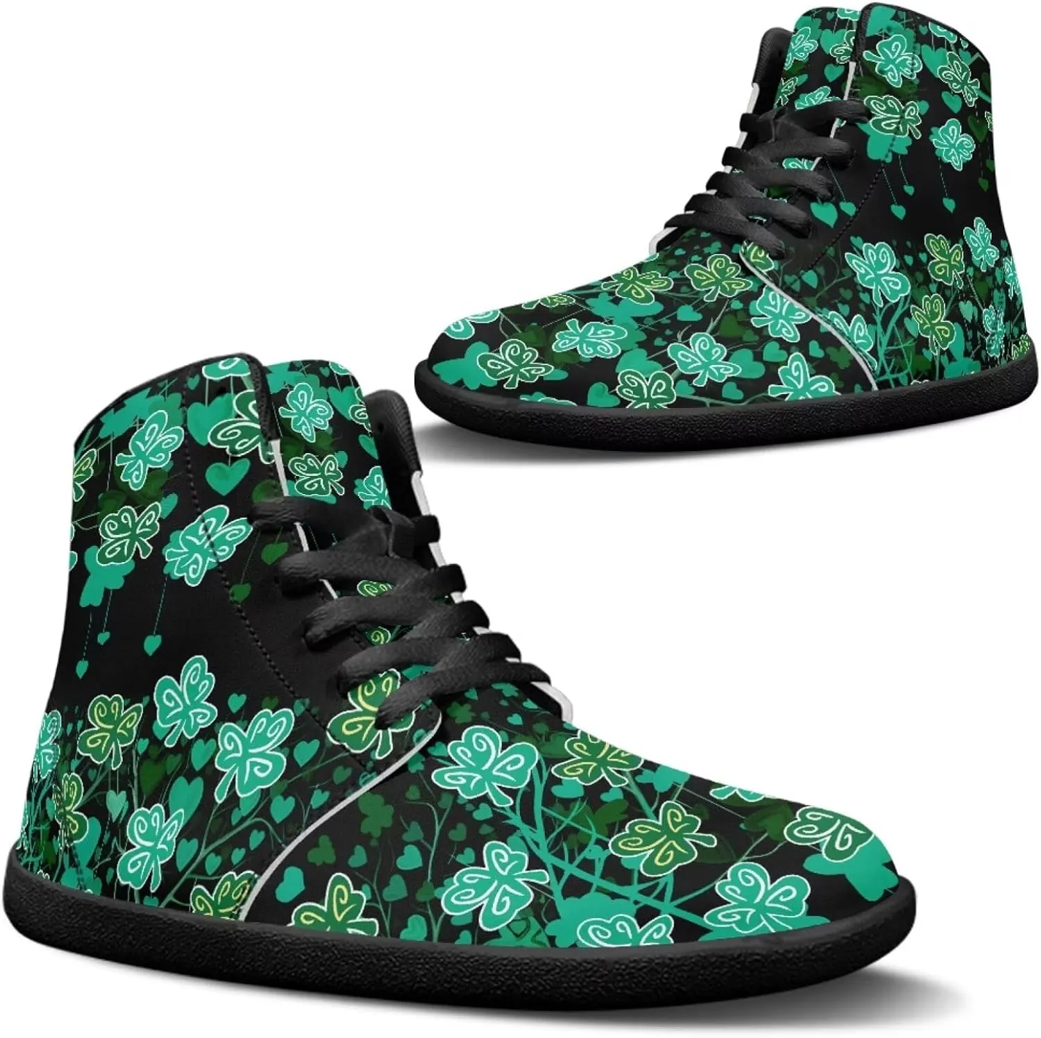 St. Patrick's Day Design Mens High Top Sneakers Women Barefoot Shoes Minimalist Lace Up Zero Drop Sole Wide Tow Running Shoes