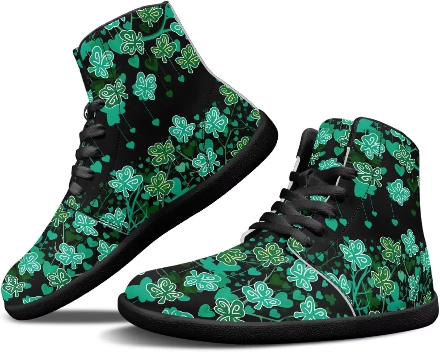 St. Patrick's Day Design Mens High Top Sneakers Women Barefoot Shoes Minimalist Lace Up Zero Drop Sole Wide Tow Running Shoes