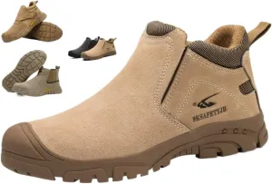 Steel Toe Work Boots for Men and Women - Slip-On Welding Boots, Comfortable Welder Construction Safety Boots - Non-Slip