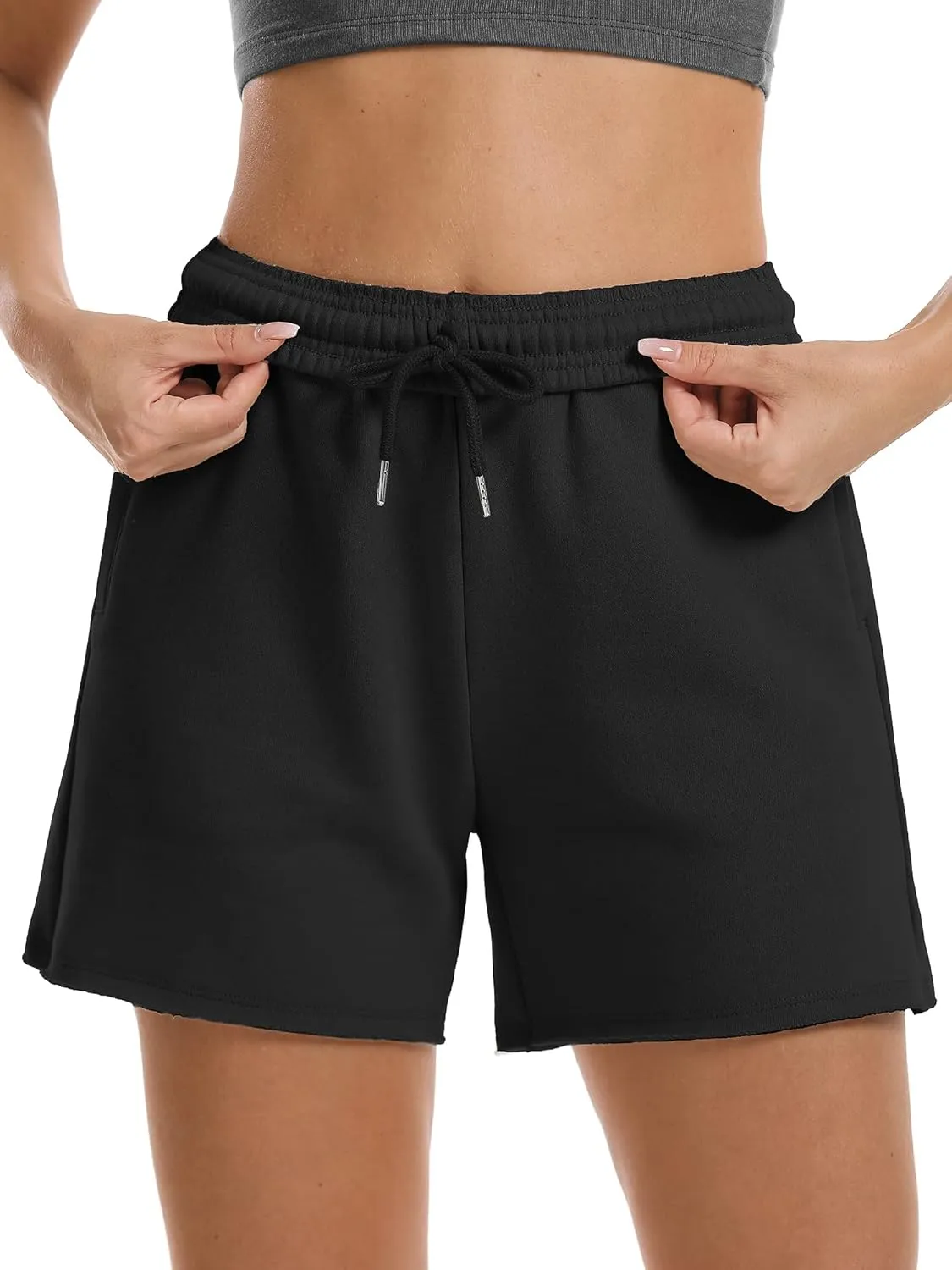 Stelle Women's Sweat Shorts Casual Drawstring Shorts Comfy Cotton High Waisted Workout Lounge Shorts with Pockets