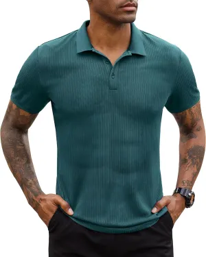 Stretch Polo Shirts for Men Short Sleeve Golf Polo Shirts Slim Polo T-Shirts for Men Golf Shirts Tennis Polo