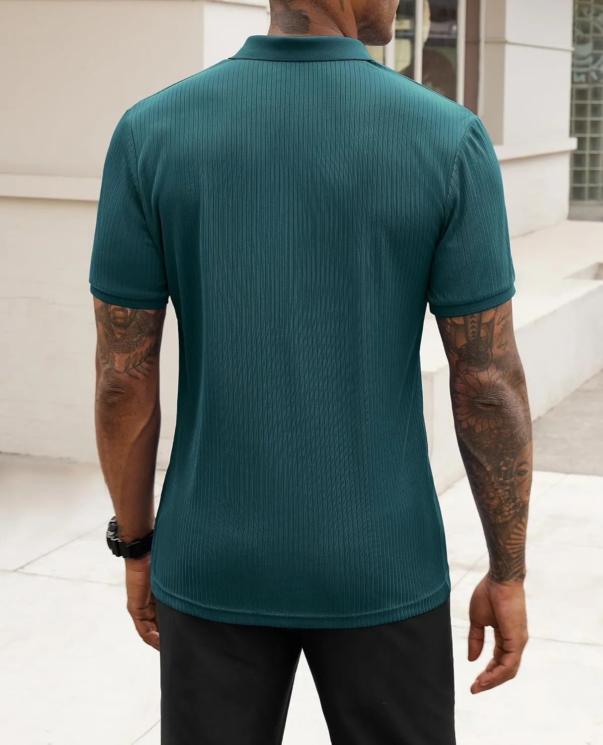 Stretch Polo Shirts for Men Short Sleeve Golf Polo Shirts Slim Polo T-Shirts for Men Golf Shirts Tennis Polo