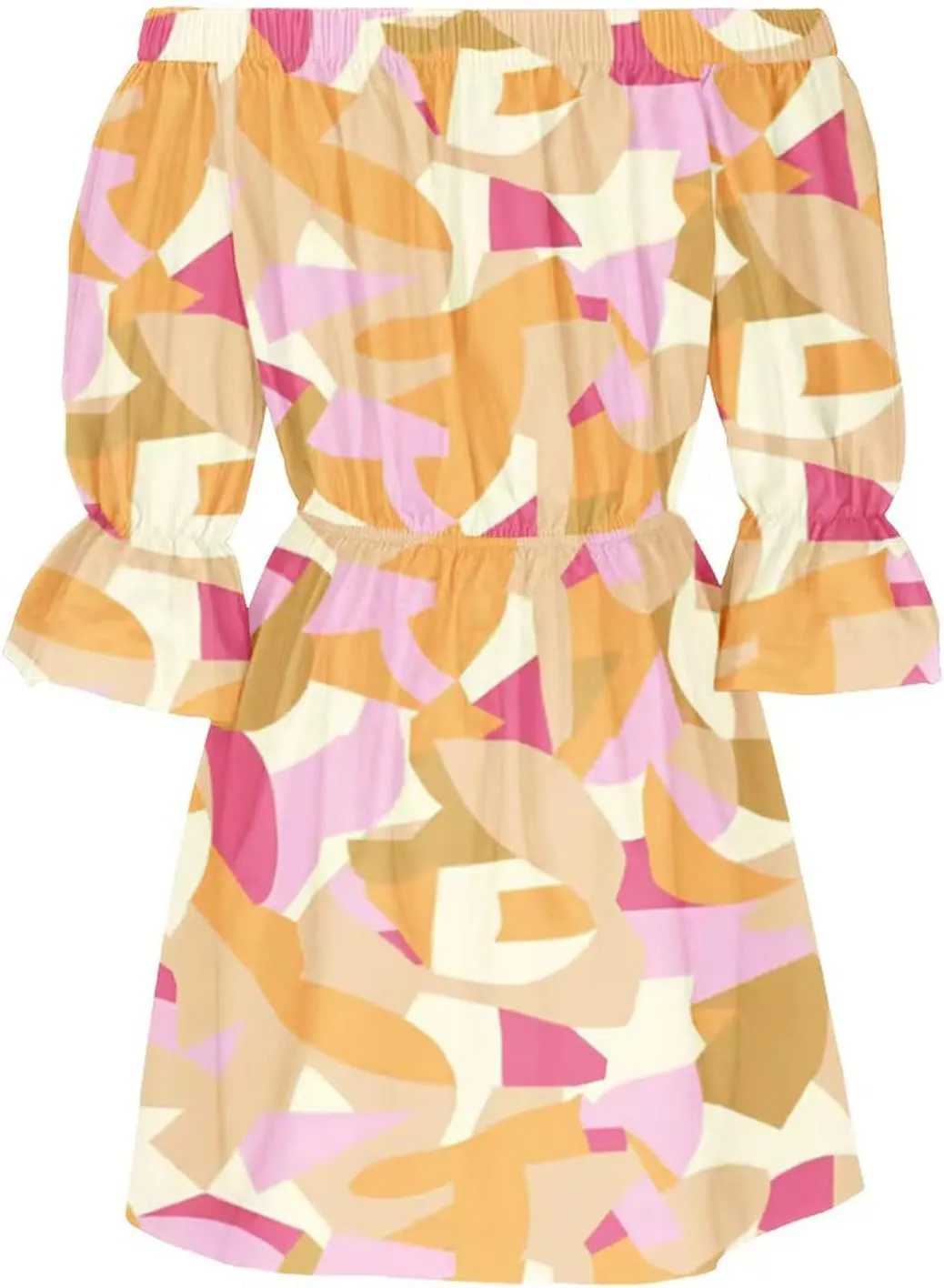 Summer Boho Dresses for Women Beach Sexy Off Shoulder Tunic Sundresses Casual Loose Fit Short Sleeve Mini Floral Dress