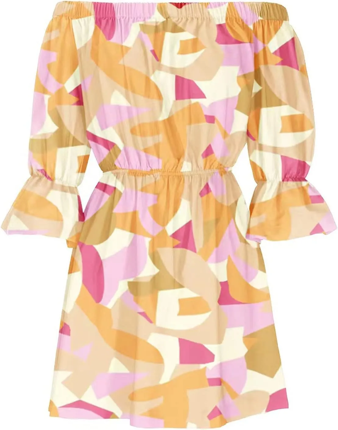 Summer Boho Dresses for Women Beach Sexy Off Shoulder Tunic Sundresses Casual Loose Fit Short Sleeve Mini Floral Dress