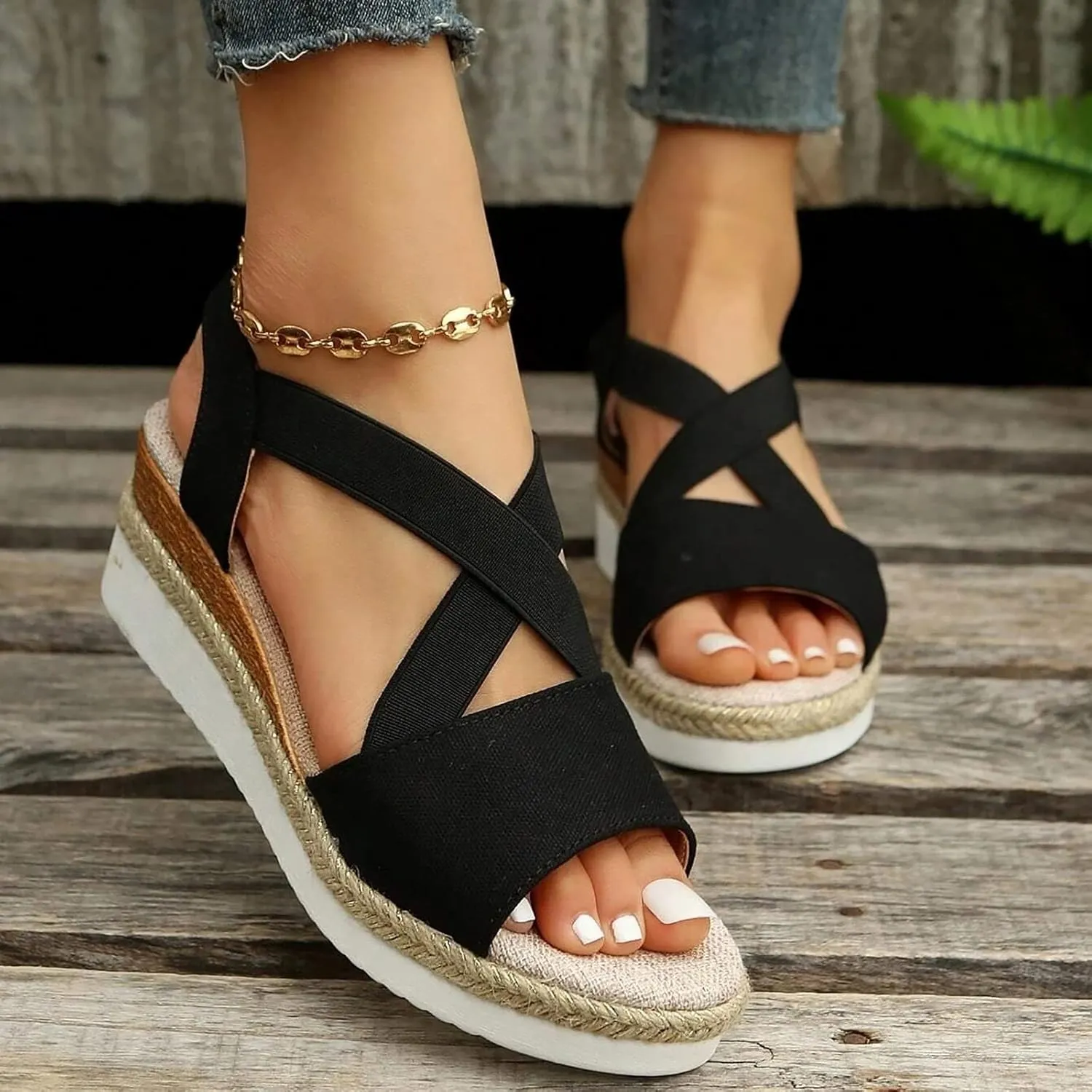 Summer Sandals for Women 2025 Trendy Orthopedic Wedges Dressy Comfort Walking, Womens'Espadrilles Wedge Sandal Heels Open Toe Platform Buckle Ankle Strap Casual Beach Shoes Vacation