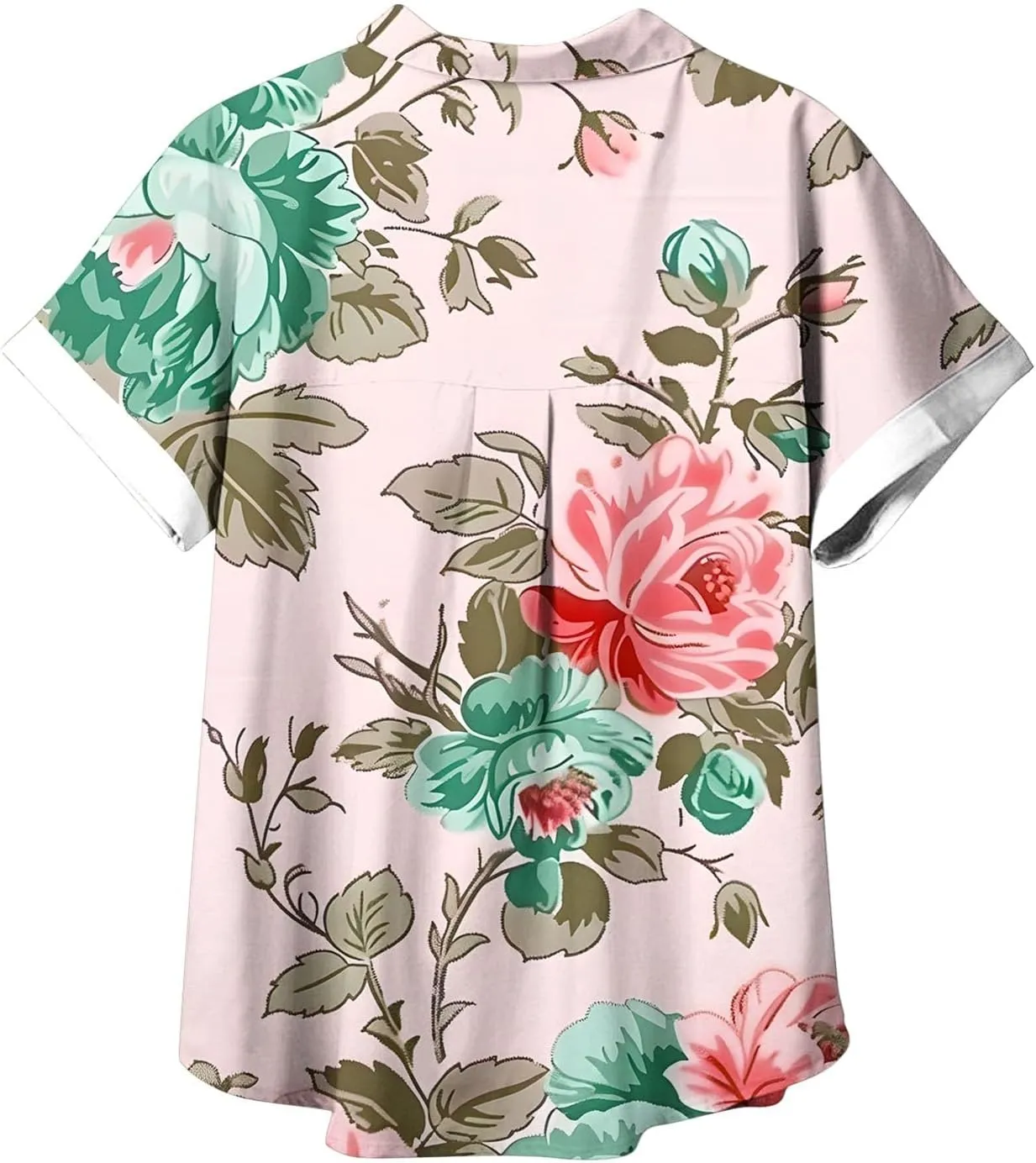Summer Tops for Women 2024 Vacation Beach Vacation Short Sleeve Floral Print Shirts Casual Loose Bohemian Blouses