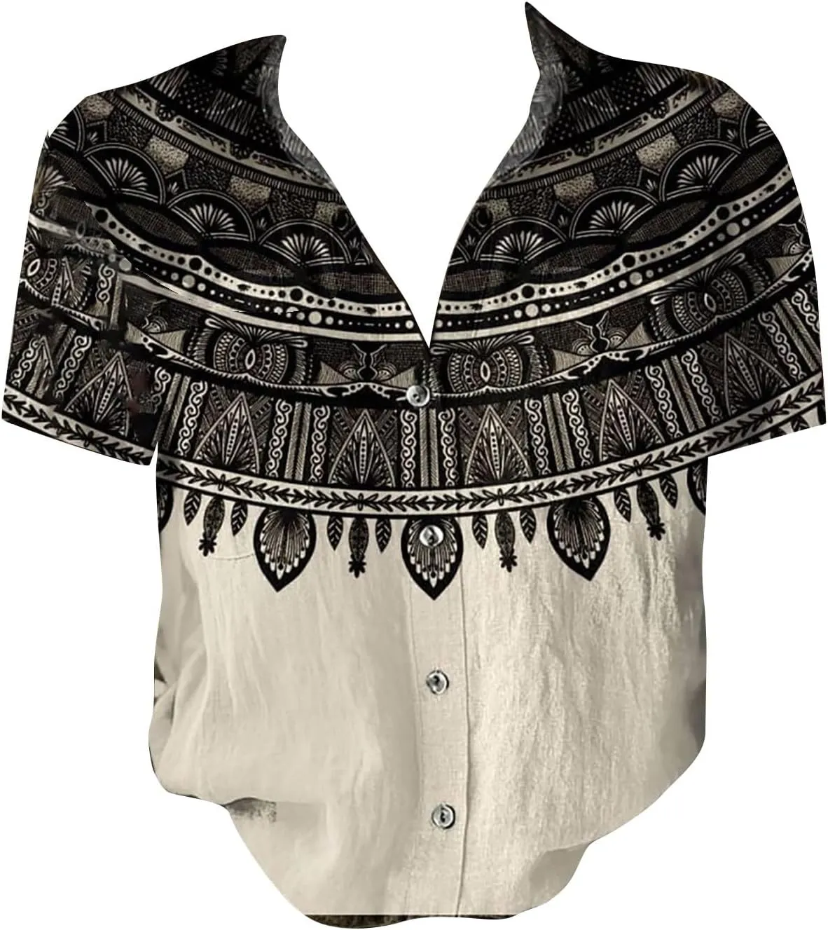 Summer Tops for Women 2025 Trendy V Neck Collared Button-up Gauze Colorful Stripe Print Tops Fashion 2025