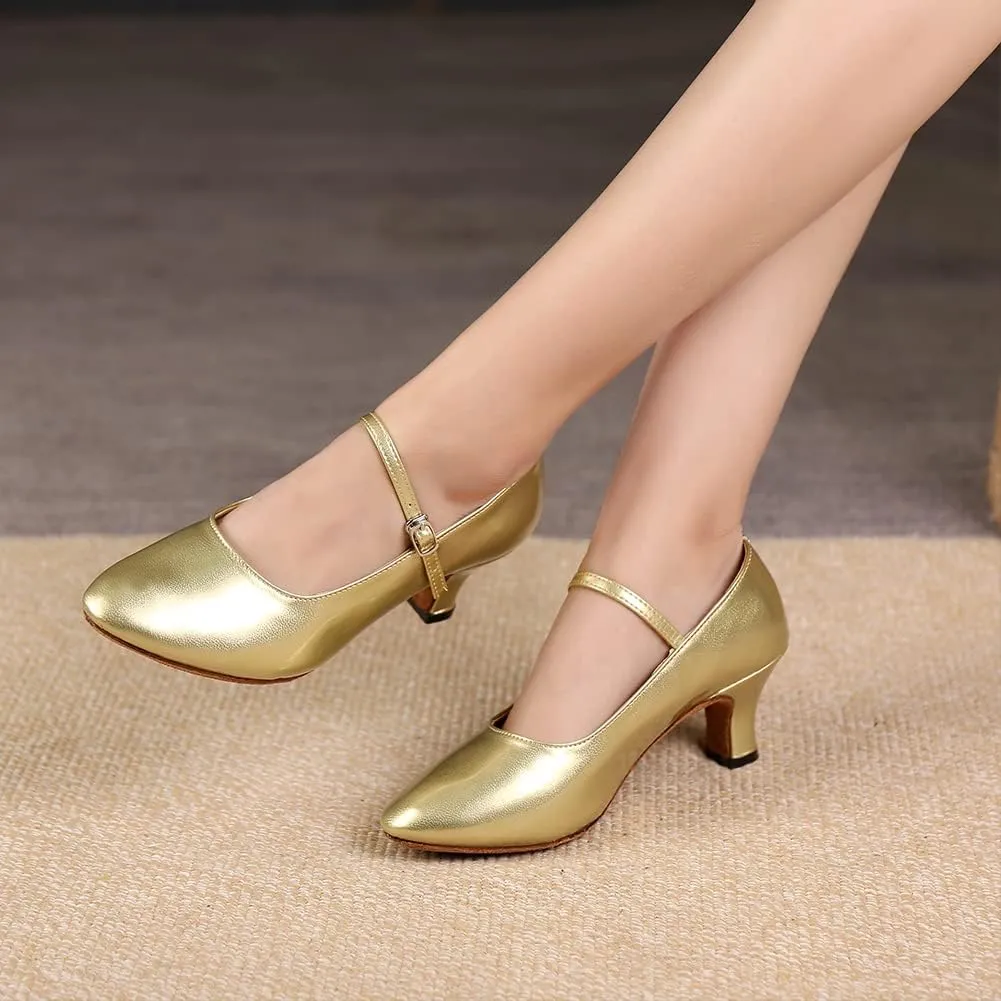 SWDZM Ballroom Dance Shoes Women Low Heel Closed Toe Latin Salsa Tango Character Dancing Shoes