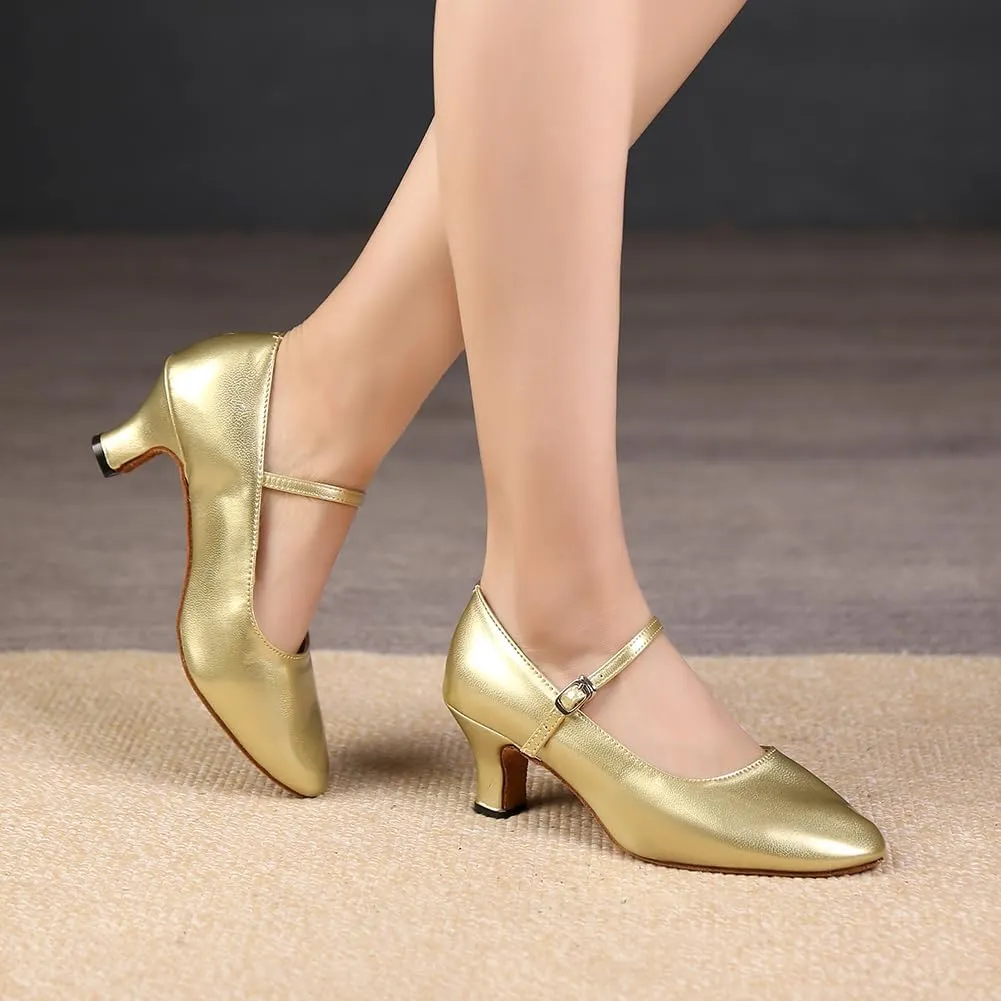 SWDZM Ballroom Dance Shoes Women Low Heel Closed Toe Latin Salsa Tango Character Dancing Shoes