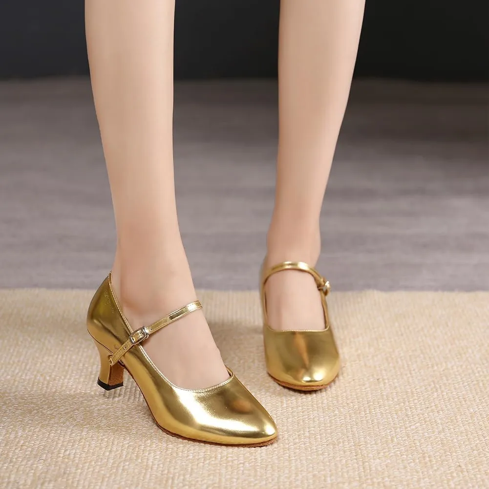 SWDZM Ballroom Dance Shoes Women Low Heel Closed Toe Latin Salsa Tango Character Dancing Shoes