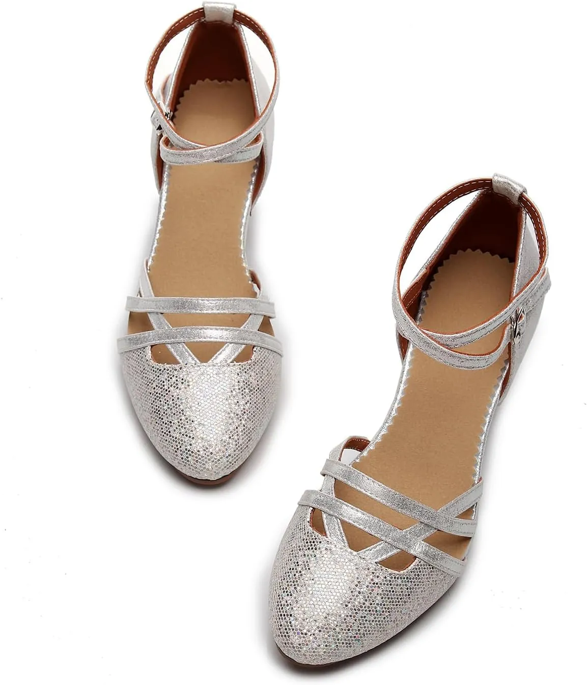 SWDZM Closed Toe Latin Dance Shoes Glitter Women Latin Dance Shoes Closed Toe Ballroom Dancing Shoes