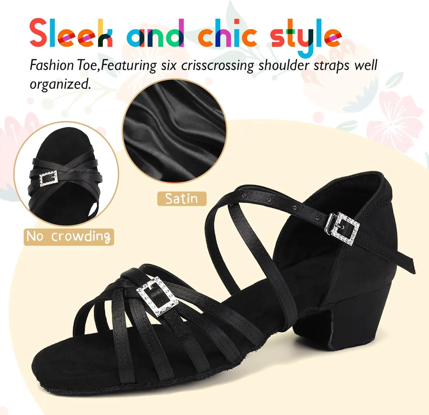 SWDZM Girls Latin Dance Shoes Low Heels Tango Salsa Ballroom Beginner Practice Dance Shoes
