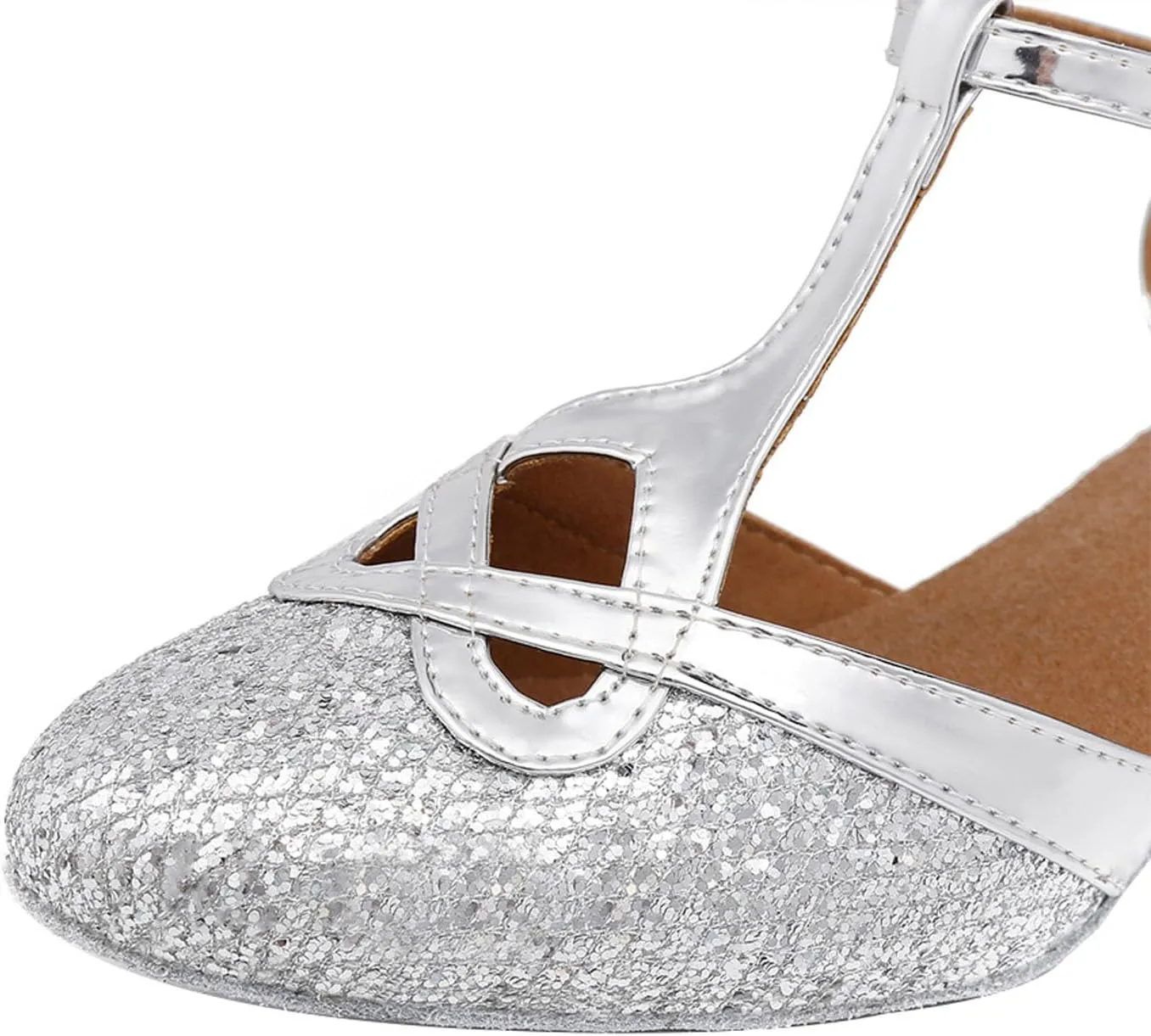 SWDZM Latin Dance Shoes Women Low Heels Tango Salsa Ballroom Shoes Closed Toe